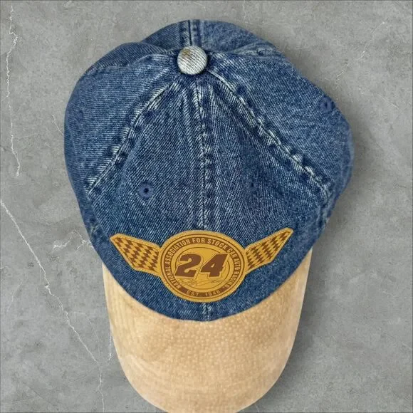 Vintage Jeff Gordon Suede & Denim Adjustable Nascar Racing #24 Hat - Picture 2 of 8